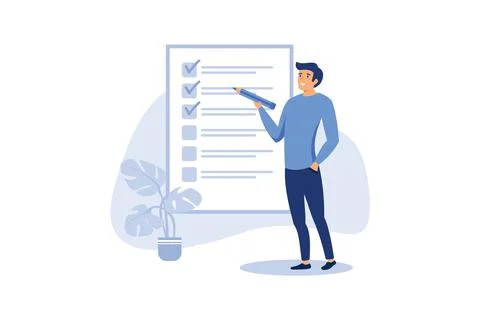 Finishing project tasks or work done conclusion, project management or proces Stock Illustration