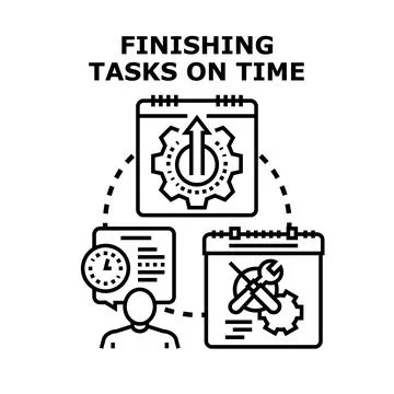 Finishing tasks on time concept for productive workflow Stock Illustration