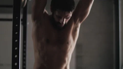 Finishing Weighted Pullups Stock Footage 42240335