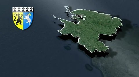 Finistere with Coat Of Arms Animation Map Stock Footage