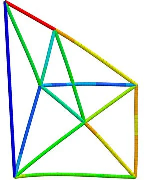 Finite elements results displacement beam elements of a model of a steel fram Stock Illustration