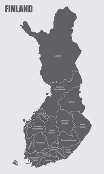 Finland administrative map Stock Illustration