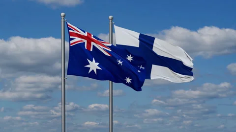 Finland and Australia two flags Stock Footage 279729070