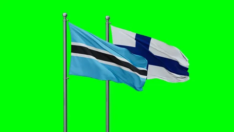 Finland and Botswana two flags Stock Footage 294249958
