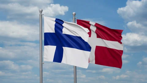 Finland and Denmark flags Stock Footage 268996735