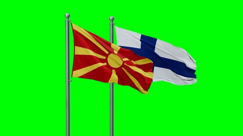 Finland and Macedonia two flags Stock Footage 295070531