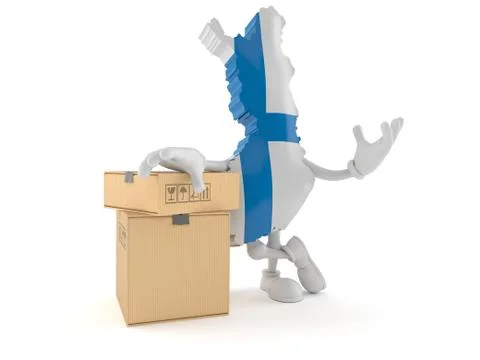 Finland character with stack of boxes Stockillustratie