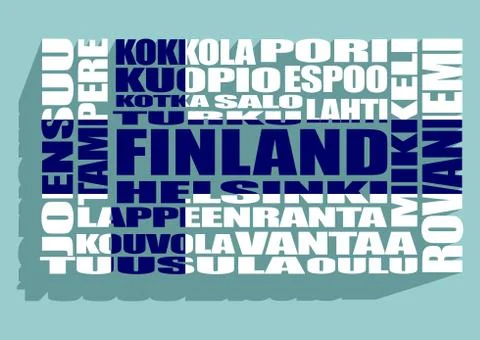 Finland cities tags cloud Stock Illustration