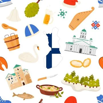 Finland Culture Seamless Pattern Vector Design Stock Illustration