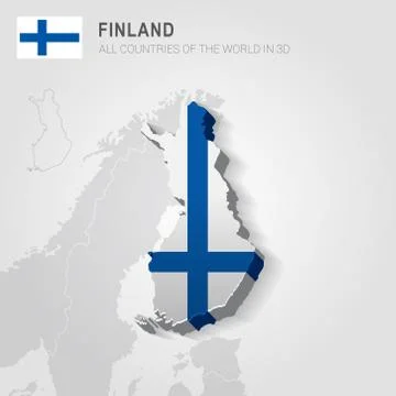Finland drawn on gray map. Stock Illustration