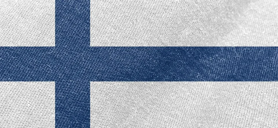 Finland fabric flag, fabric texture, Finland fabric cotton material flag Stock Photos