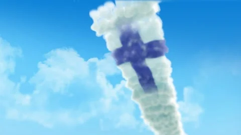 Finland Flag 3D Render Animation Created with Colored Smoke Trails by Aircra 스톡 동영상 332306792