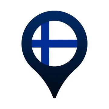 Finland flag and map pointer icon. National flag location icon vector design, Stock Illustration
