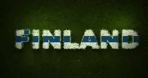 Finland flag is appearing while green grasses are growing in a sports field. Stock Footage 101745066