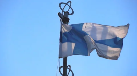 Finland flag on background of the sky 스톡 동영상 68739181