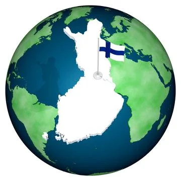 Finland flag background world - 3D illustration. 스톡 일러스트