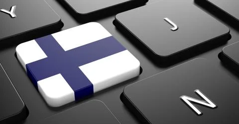 Finland - Flag on Button of Black Keyboard. Stock Illustration