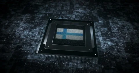 Finland flag on computer cpu Stock Footage 347866719