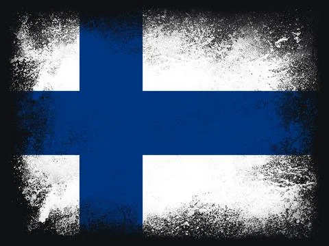Finland Flag design composition of exploding powder and paint, isolated on a  스톡 일러스트