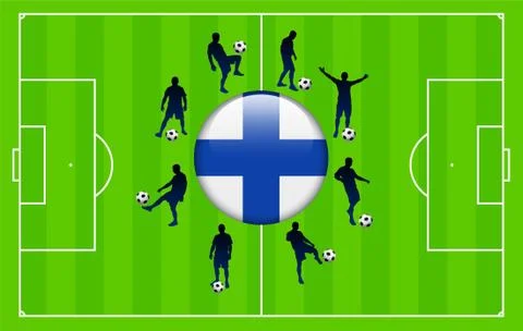Finland Flag Icon Internet Button with Soccer Match Stock Illustration
