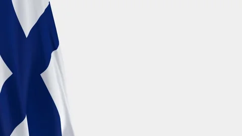 Finland Flag on Left Side, Waving National Symbol with Copy Space Vídeos de archivo 335633446