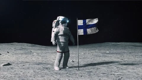 Finland flag on Moon Stock Footage 168336432