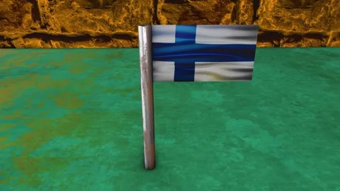 Finland Flag Post - Upwards Shot Video stock 270971879
