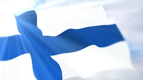Finland Flag Seamless Loop 4k 60fps on Sky Background Stock Footage 340624297