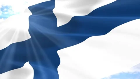 Finland Flag Seamless Loop 4k 60fps on Sky Background Stock Footage 341559842