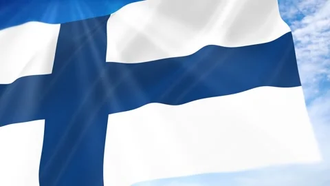 Finland Flag Seamless Loop 4k 60fps on Sky Background Stock Footage 341673010
