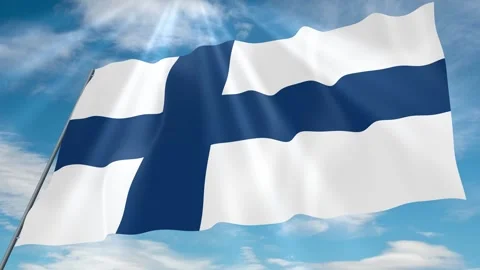 Finland Flag Seamless Loop 4k 60fps on Sky Background Stock Footage 341756939