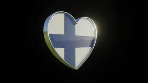 Finland Flag in the Shape of 3D Heart. Video stock 133159503