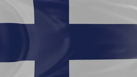 Finland flag in slow motion animation waving in the wind realistic Stock Footage 142987134