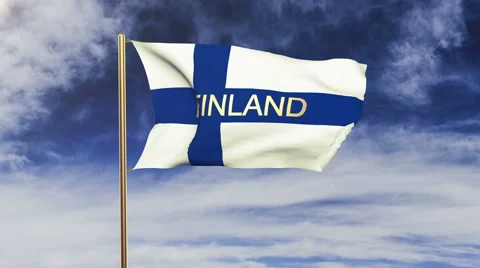 Finland flag with title waving in the wind. Looping sun rises style.  Animation Video stock 47971418