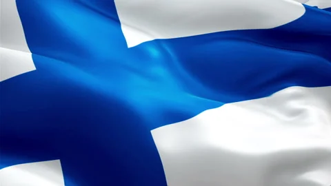 Finland Flag Wave Loop waving in wind. Realistic Finnish Flag background. Stock Footage 97750381