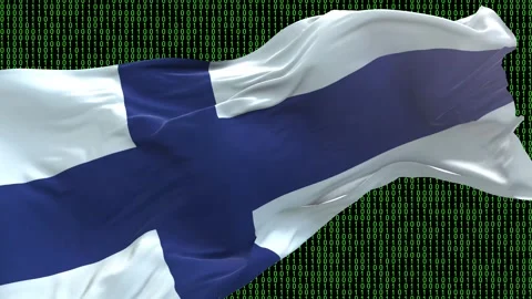 Finland flag - Waving flag on matrix binary code background Stock Footage 321421157