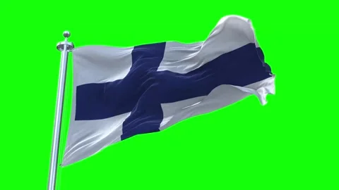 Finland Flag Waving in Loopable and Textured green screen background Stock Footage 296876660