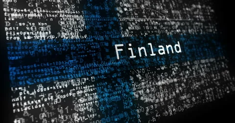 Finland flag waving with security code Video stock 347866264