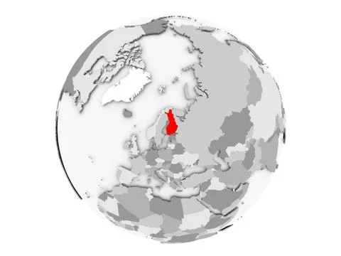 Finland on grey globe isolated Illustrazione stock