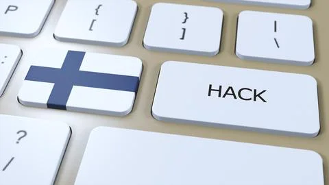 Finland Hack of Country or Hacker Attack 3D Illustration. Country National Flag Stock Illustration