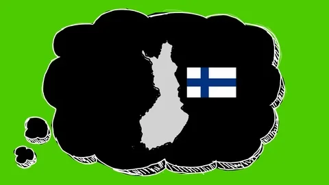 Finland - Hand-Drawn Animation - thinking bubble black Stock Footage 97988587
