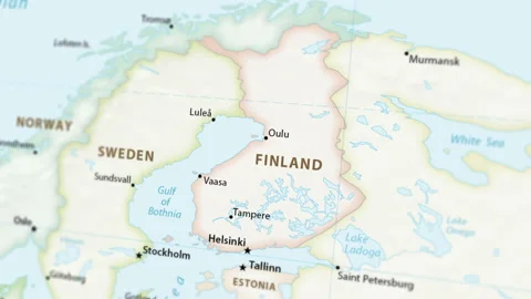 Finland on a Map (4K UHD) Stock Footage 113100365