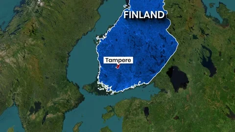 Finland map animation showing the Tampere location with national borders Stock Footage 342012053