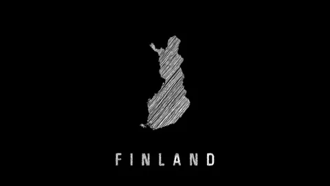 Finland map appearing with scribble effect on black background Stock Footage 313933181