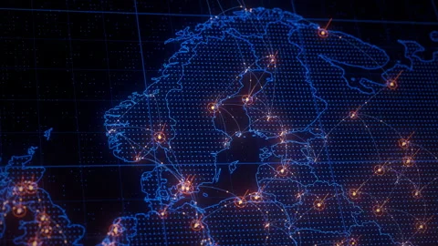 Finland map big data visualization. Futuristic digital map infographic of Stock Footage 337879833