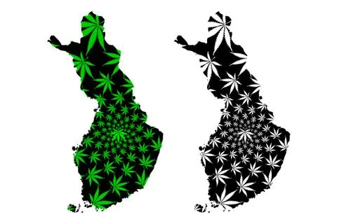 Finland - map is designed cannabis leaf Stock Illustration