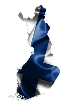 Finland Map With Flag On It 3D Illustration Stock Photos