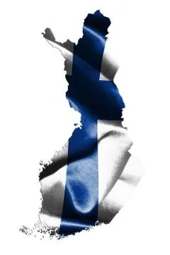 Finland Map With Flag On It 3D Illustration Stock Photos
