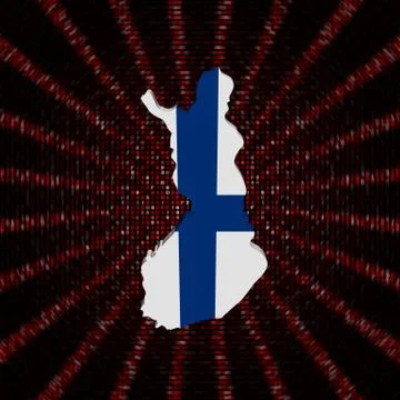 Finland map flag on red hex code burst illustration Stock Illustration