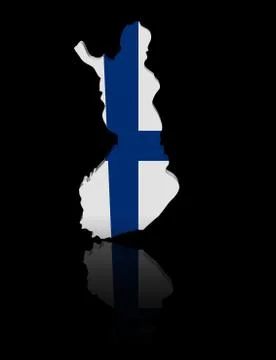 Finland map flag with reflection illustration Stock Illustration